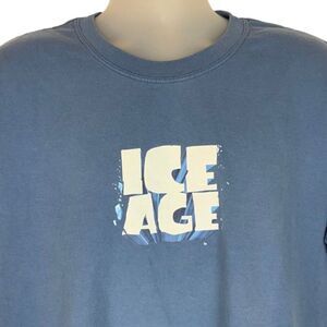 Ice Age Movie Blockbuster Video Promo T Shirt Mens Blue Cotton Gildan 2002 Y2K